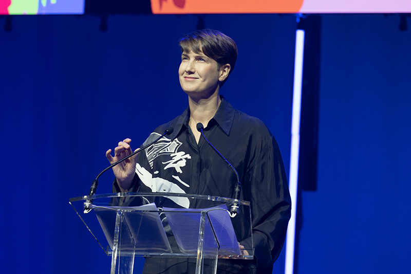 Equality Australia's Anna Brown speaks at the opening of the WorldPride Human Rights Conference at Sydney ICC (Supplied)