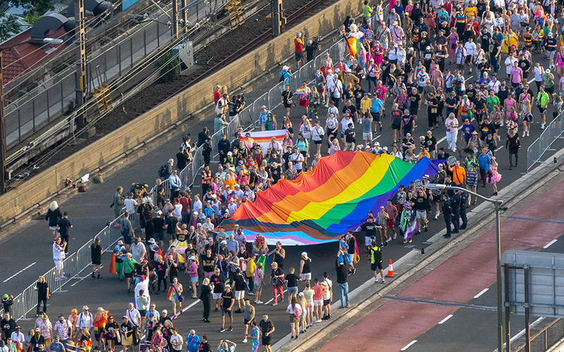 The large progress flag led the march across the Sydney Harbour Bridge (Daniel Boud - supplied)