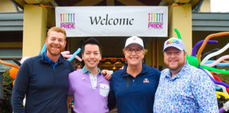 World Class Golf Course To Host First Officially Endorsed LGBTQ+ Golf Tournament. Four founders of SF Pride Golf Tournament. Left to right Greg Fitzgerald, Nguyen Pham, Suzanne Ford and Tom Smith.