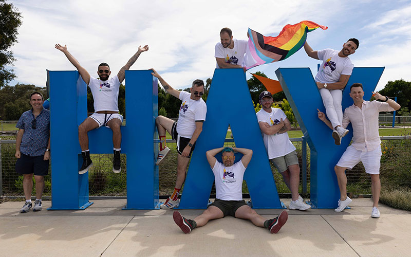 Mr Gay Pride Australia team at Hay Rainbow on the Plains Festival in 2022