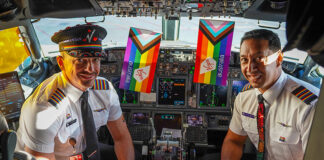 Soaring High with Pride: Virgin Australia’s Pride Flights Return Virgin Pilots Geoff Foster and Daniel Kiamtia (Virgin Australia)