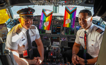 Soaring High with Pride: Virgin Australia’s Pride Flights Return Virgin Pilots Geoff Foster and Daniel Kiamtia (Virgin Australia)