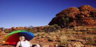 Buckle Up for Pride: Bonds and the Northern Territory Take You on a Rainbow Road Trip LGBTQIA+ locals in the new season Bonds Pride range in Northern Territory. (Bonds)