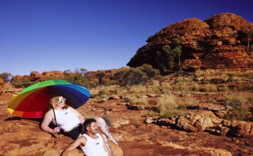 Buckle Up for Pride: Bonds and the Northern Territory Take You on a Rainbow Road Trip LGBTQIA+ locals in the new season Bonds Pride range in Northern Territory. (Bonds)