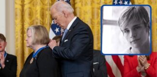 Judy Shepard Receives Presidential Medal of Freedom for Decades of LGBTQ+ Advocacy Judy Shepard receives the Medal of Freedom from President Joe Biden. (The White House Facebook)