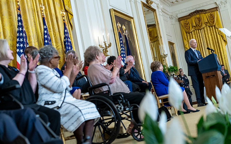 Judy Shepard (seated far left) at the Presentation of the Presidential Medal of Freedom at The White House. (Facebook)