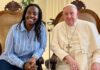 Historic Vatican Meeting: Ugandan LGBTQ+ Activist Secures Pope’s Support Clare Byarugaba and Pope Francis (Twitter)