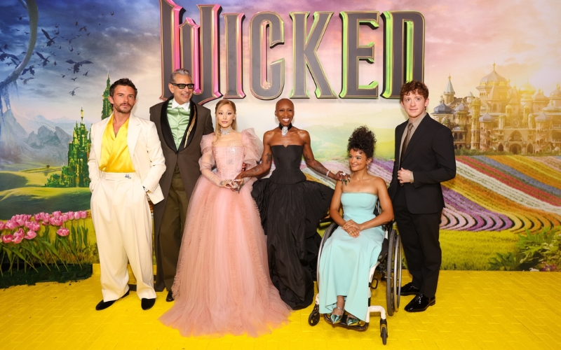 Jonathan Bailey, Jeff Goldblum, Ariana Grande, Cynthia Erivo, Marissa Bodeat and Ethan Slater at the Wicked World Premiere in Sydney Australia. (Facebook)