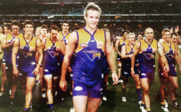 Mitch Brown Makes AFL History as First Male Player to Come Out as Bisexual Mitch Brown in his playing days at the West Coast Eagles (Instagram)